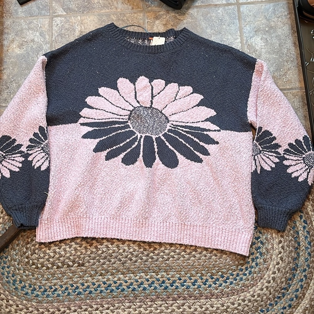 Free People In Bloom Floral Flower Oversized Sweater | Size Large NWT$248 - Picture 6 of 13